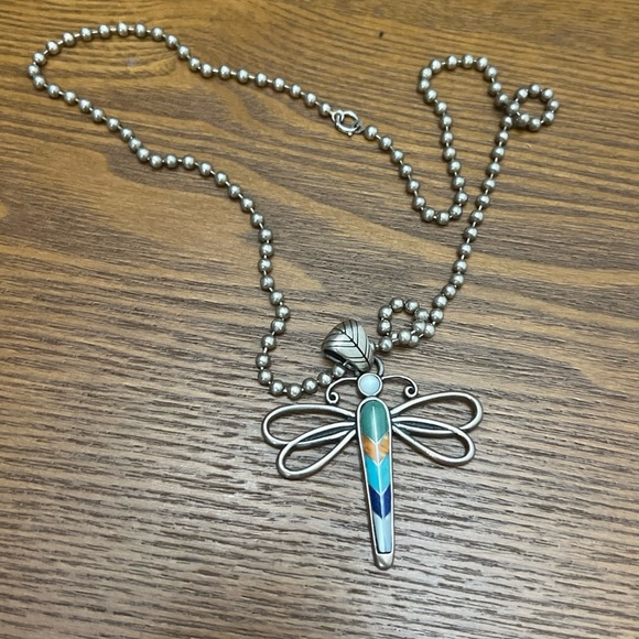 Silver Dragonfly Pendant Necklace - Picture 1 of 7